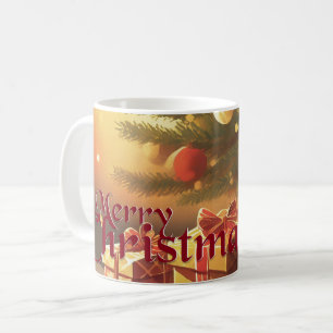 Kerstmotief, met cadeaus onder de kerstboom koffiemok