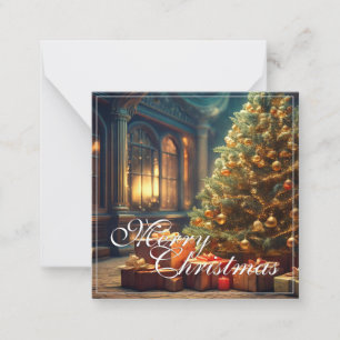 Kerstmotief met cadeaus onder de kerstboom notitiekaartje