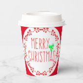 Kerstmotief Papierkop (met optioneel deksel) Papieren Bekers (Achterkant)