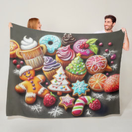 Kerstmotief Vakantiekoek van Harde Pastel Tekening Fleece Deken