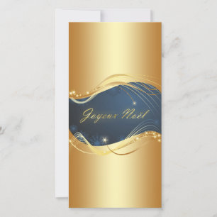 Kerstmotief van goud op een blauwe achtergrond feestdagenkaart