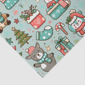 Kerstmotieven en speelse dieren tissuepapier (Detail)