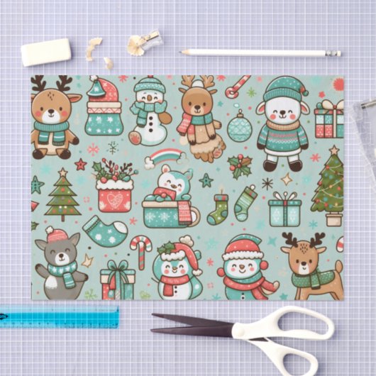 Kerstmotieven en speelse dieren tissuepapier (Craft)