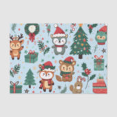 Kerstmotieven en Whimsical Dieren Tissuepapier (Voorkant)