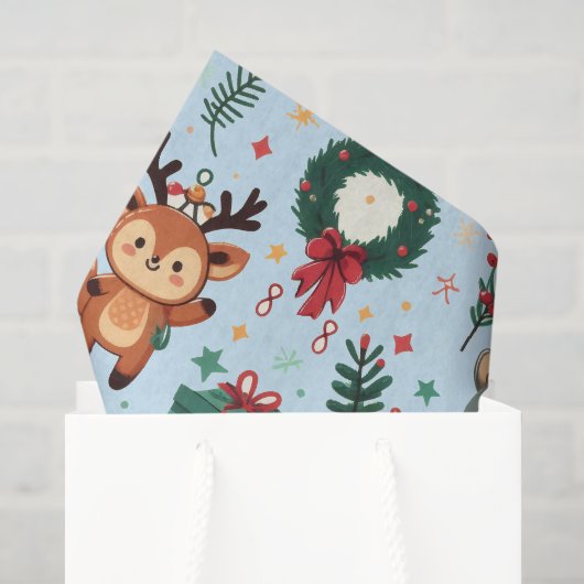 Kerstmotieven en Whimsical Dieren Tissuepapier (Cadeauzakje)