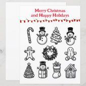 Kerstmotieven Kleurplaat voor Kinderen (Voorkant / Achterkant)