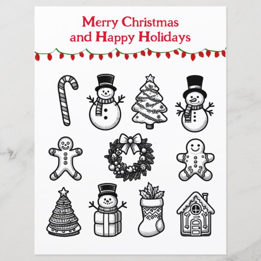 Kerstmotieven Kleurplaat voor Kinderen (Voorkant)