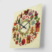 Kerstmotieven met quiltlook vierkante klok (Hoek)