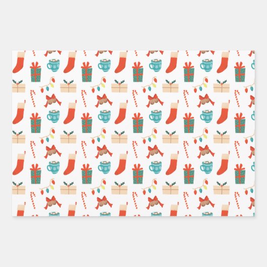 Kerstmotieven ontwerp inpakpapier vel (Voorkant)