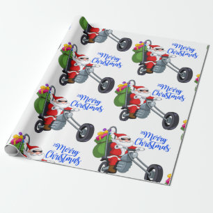 kerstmotor santa cadeaupapier