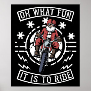Kerstmotor Santa Claus Biker Dad Bike Poster