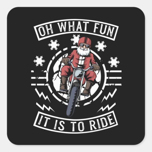 Kerstmotor Santa Claus Biker Dad Bike Vierkante Sticker (Voorkant)