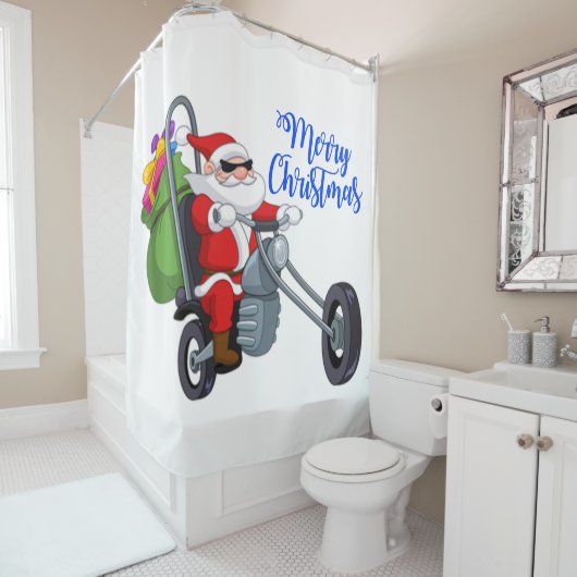 kerstmotor santa douchegordijn (In situ)