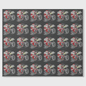 kerstmotorfietpapier cadeaupapier (Vlak)