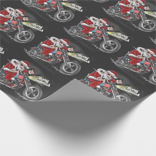 kerstmotorfietpapier cadeaupapier (Hoek)