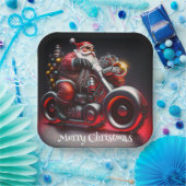 Kerstmotorfiets, kerstman papieren bordje (Feest)