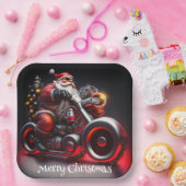 Kerstmotorfiets, kerstman papieren bordje (Feest)