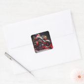 Kerstmotorfiets, kerstman vierkante sticker (Envelop)