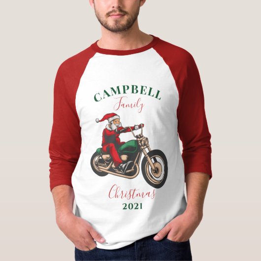 kerstmotorfietsfamilie aanpassen personaliseren t-shirt (Voorkant)
