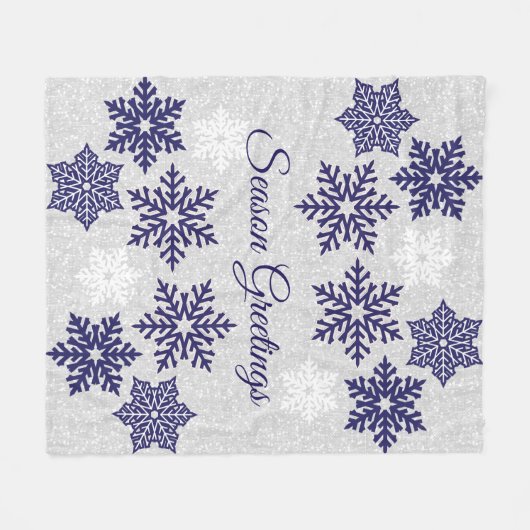 kerstmousserende marinesnowflakes fleece deken (Voorkant (Horizontaal))