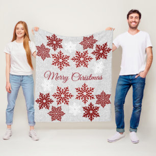 kerstmousserende rode sneeuwvlokken fleece deken