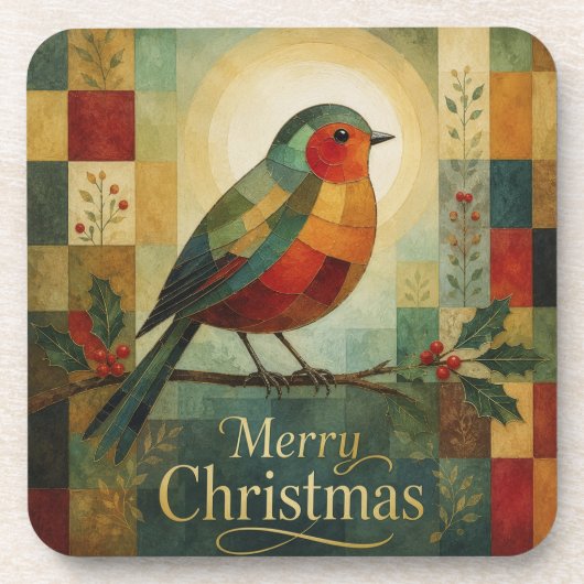 Kerstmozaïek Robin Vogel Hulstbes Bier Onderzetter (Voorkant)