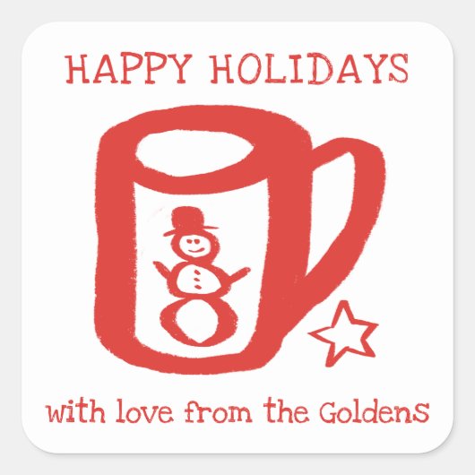 Kerstmug Doodle KERST Vakantie Naar Van Label (Voorkant)