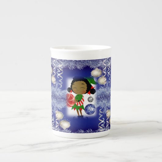 Kerstmug, Elf Porselein Kop (Voorkant)