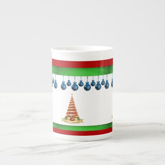 Kerstmug, Kerstboom Porselein Kop (Voorkant)