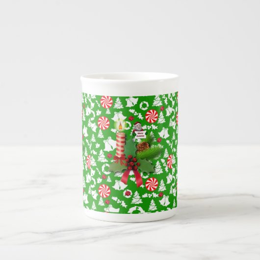 Kerstmug, Kerstkaars Porselein Kop (Voorkant)