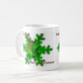 Kerstmug met blad koffiemok (Voorkant links)