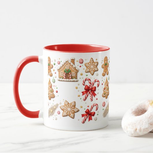 Kerstmug met gemberkoek mok (Met donut)