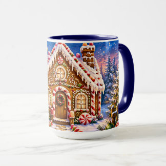 Kerstmug met huisje van peperkoek mok