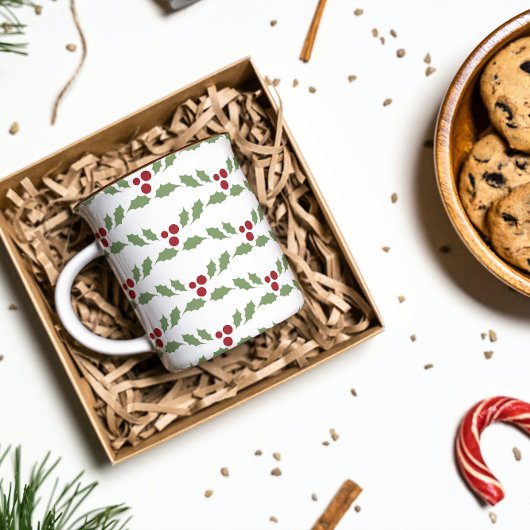 Kerstmug met hulstbessen koffiemok