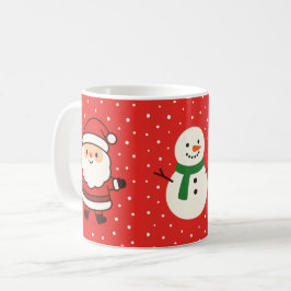 Kerstmug met Kerstman, Boom & Sneeuwman Koffiemok