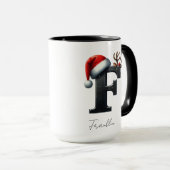 Kerstmug met letter F | Beker met eigen naam Mok (Voorkant rechts)