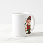 Kerstmug met leuk elfje van de Kerstman Koffiemok (Voorkant rechts)