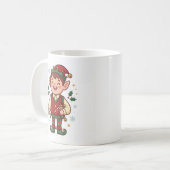 Kerstmug met leuk elfje van de Kerstman Koffiemok (Voorkant links)