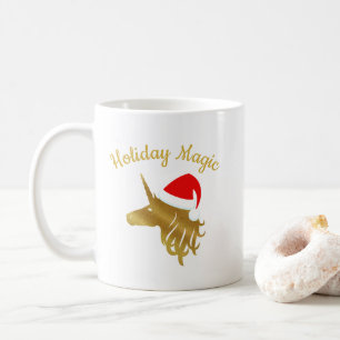 Kerstmug met magische eenhoorn in het rood koffiemok