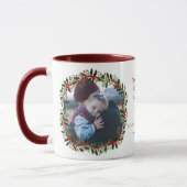 Kerstmug met Oude Kerstmis Raam en Hulst Foto Mok (Links)