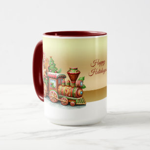 Kerstmug met peperkoek trein mok