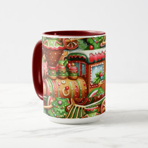 Kerstmug met peperkoek trein mok