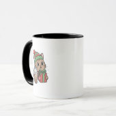 Kerstmug met poes mok (Voorkant links)