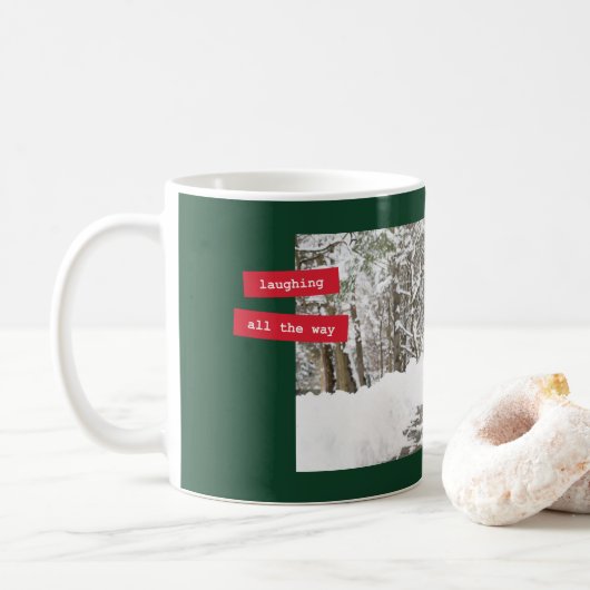 Kerstmug met rode sticker koffiemok (Met donut)
