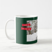 Kerstmug met rode sticker koffiemok (Links)