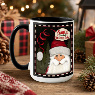 Kerstmug met 'Santa Stops at Deerwood Lake' Mok