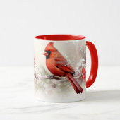 Kerstmug met speelse kardinaal mok (Voorkant rechts)