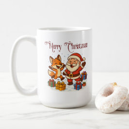 Kerstmug met vos en Kerstman Koffiemok