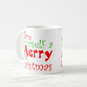 Kerstmug met vrolijk kerstfeest koffiemok (Voorkant links)