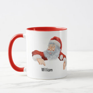 Kerstmug met wijzende Kerstman Mok